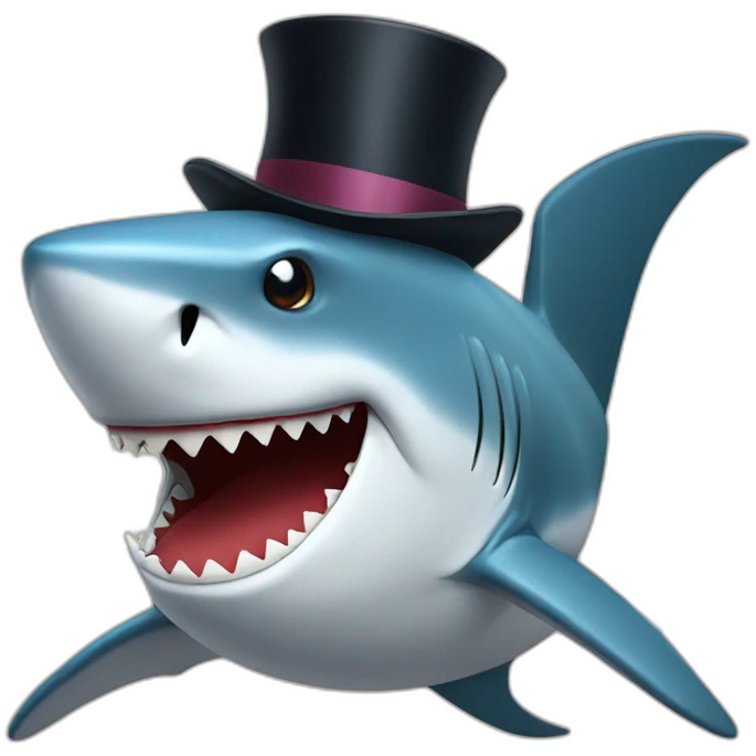 Shark with a top hat emoji