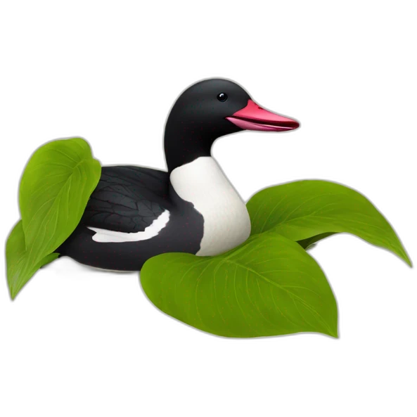smiling minnesota loon nestled in Cypripedium reginae emoji