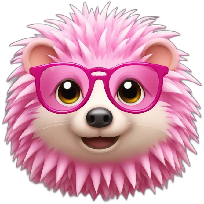 pink hedgehog with glasses  emoji