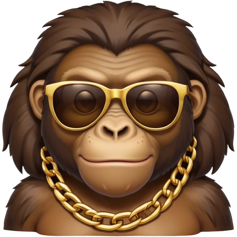 ape with big golden chain on the neck wearing sunglasses emoji