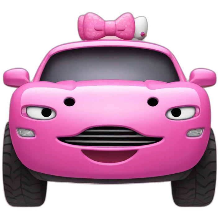 Hello kitty with flash mcqueen emoji