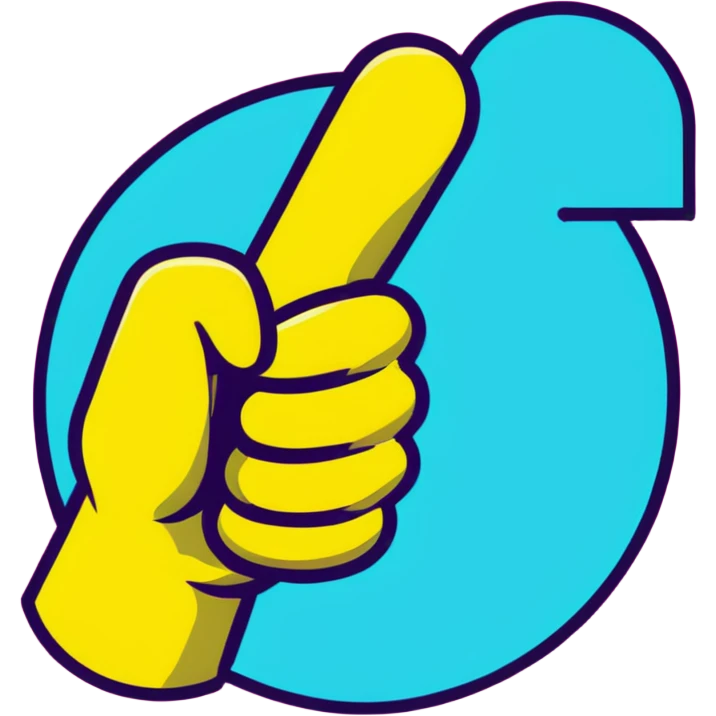 Minimalist sticker with white 'tt' letters on a black circle with cyan, magenta, and yellow dots below, thumbs up gesture with street style influence emoji