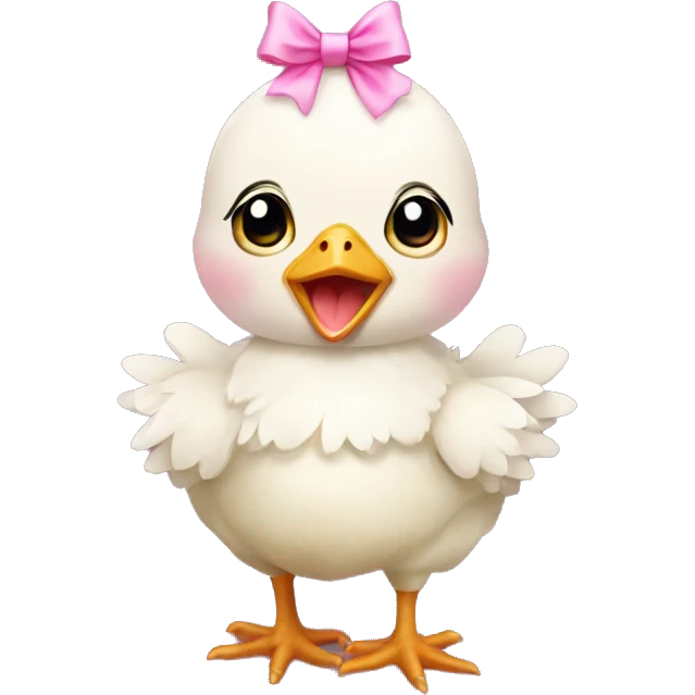 Baby chicken with pink bow emoji