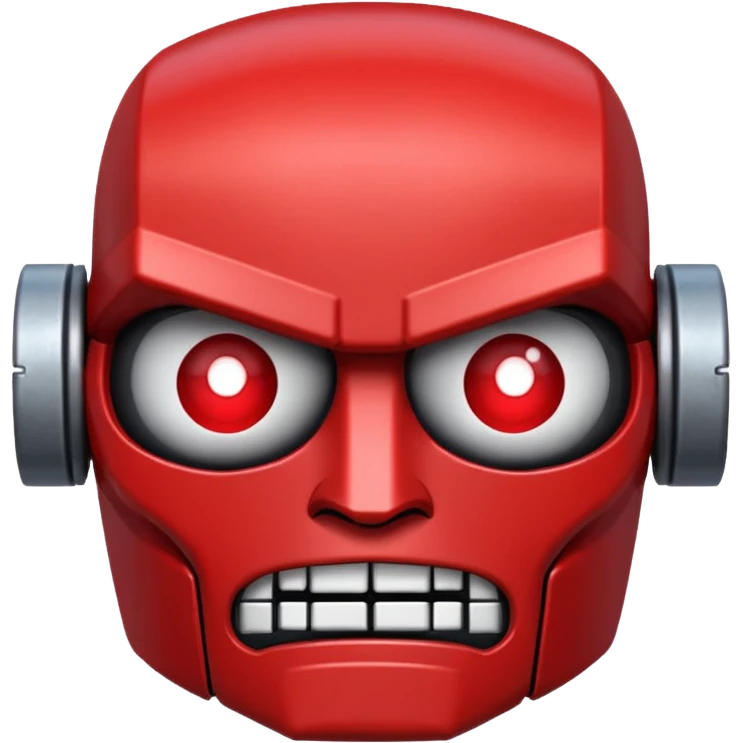 Create a pixel-grid robot face emotion displayed on a dark background composed of a strict 32×32 square grid. . Create emotion "Angry" emoji