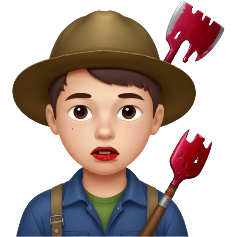 13 y/o Brian robeson at the beginning of Hatchet
determined, has hatchet, self-reliant, observant survivalist, berry juice on his lips, bug bites on cheeks, white boy, no bleeding or big cuts emoji