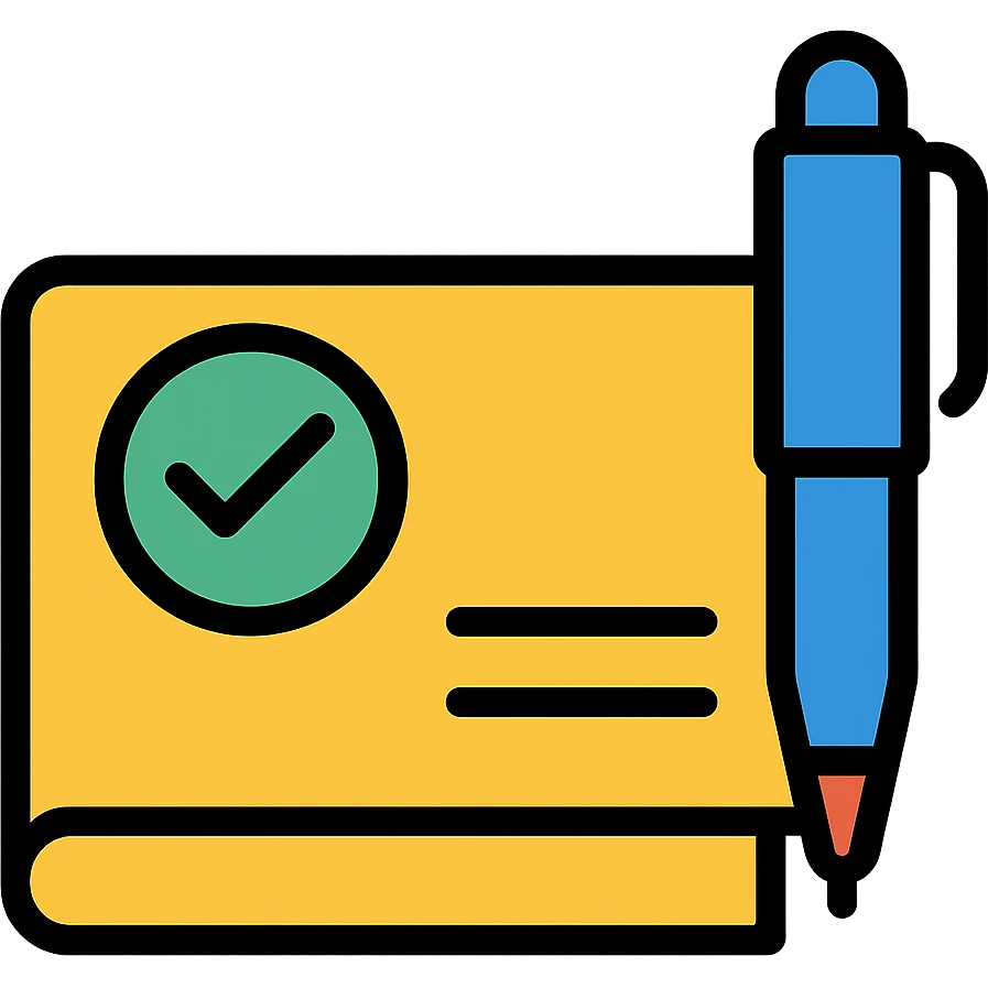 closed checkbook with a pen icon emoji