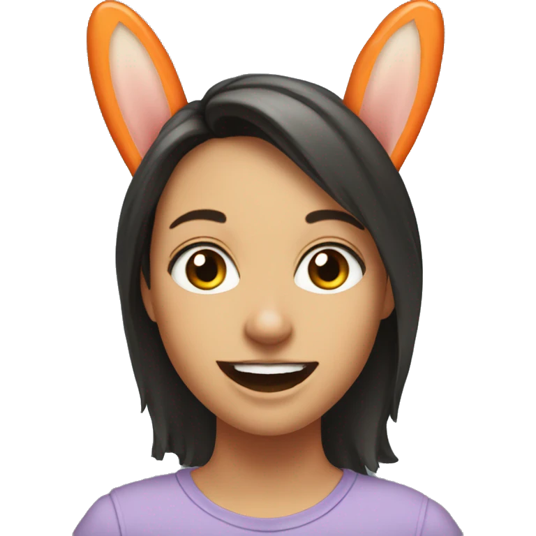 Haley Raso with bunny ears eating a carrot emoji