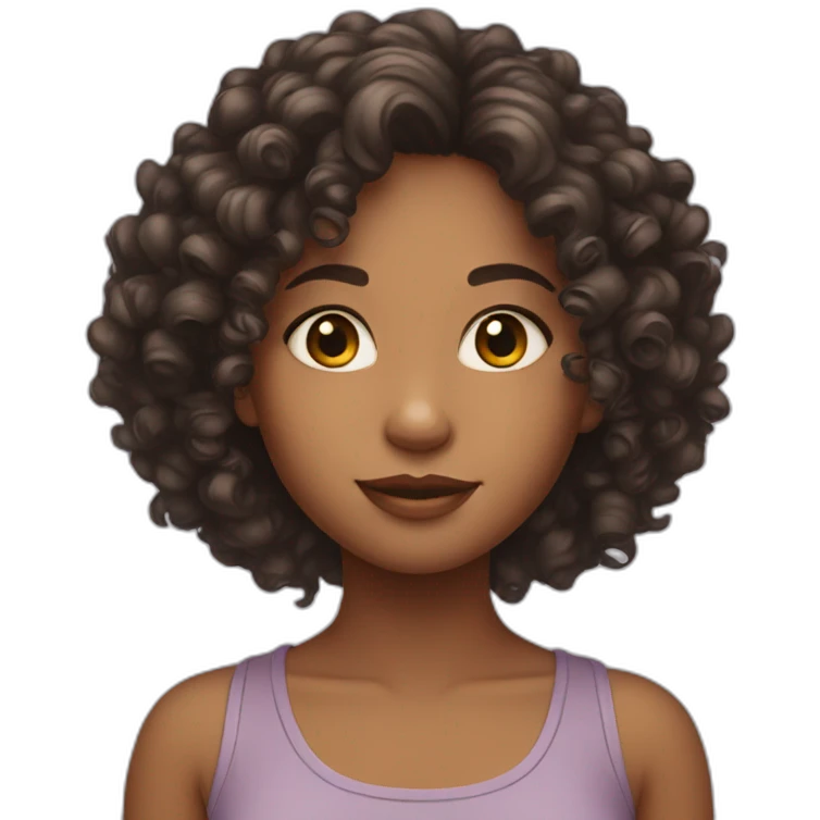 Mixed races girl with curly hair emoji
