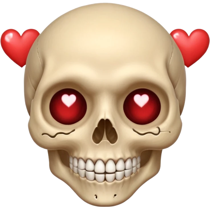 If it's not too difficult, draw a skull with a smile, and have hearts drawn in pencil in its eye sockets, with a transparent background. emoji