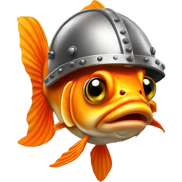Goldfish wearing Viking helmet emoji