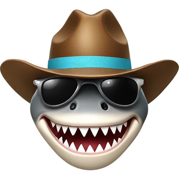 Shark in sunglasses with cowboy hat smiling emoji
