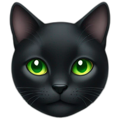 Black cat with green eyes emoji