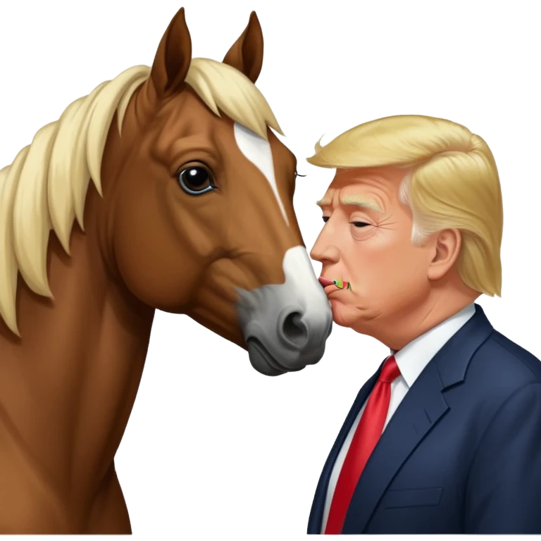 Donald trump and Jeffery Epstein kissing a horse named bubba emoji