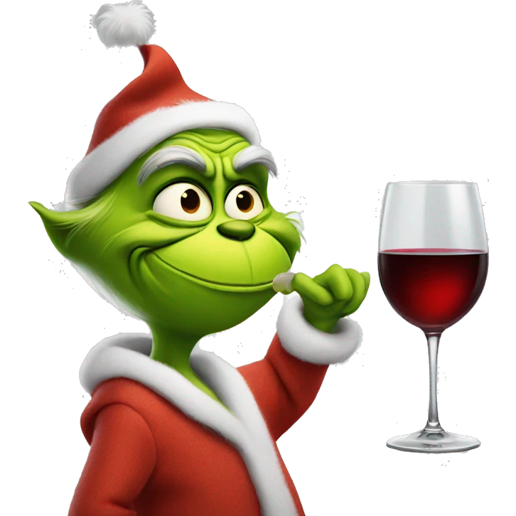 grinch holding a glass of wine emoji