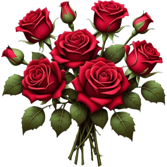 A surreal bouquet of Gothic roses, their petals drenched in crimson hues, from Venetian red to rustic tones, glowing against a dark, misty backdrop. The air is heavy with an eerie, romantic atmosphere, as if the flowers hold secrets of the past.
 emoji