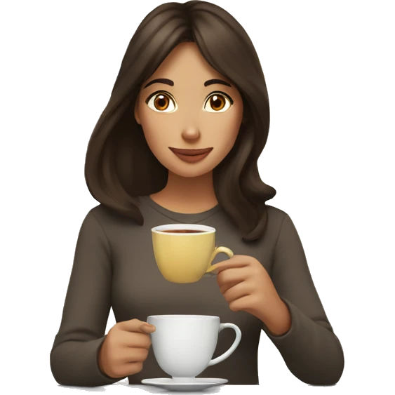 Brunette Girl sipping tea emoji