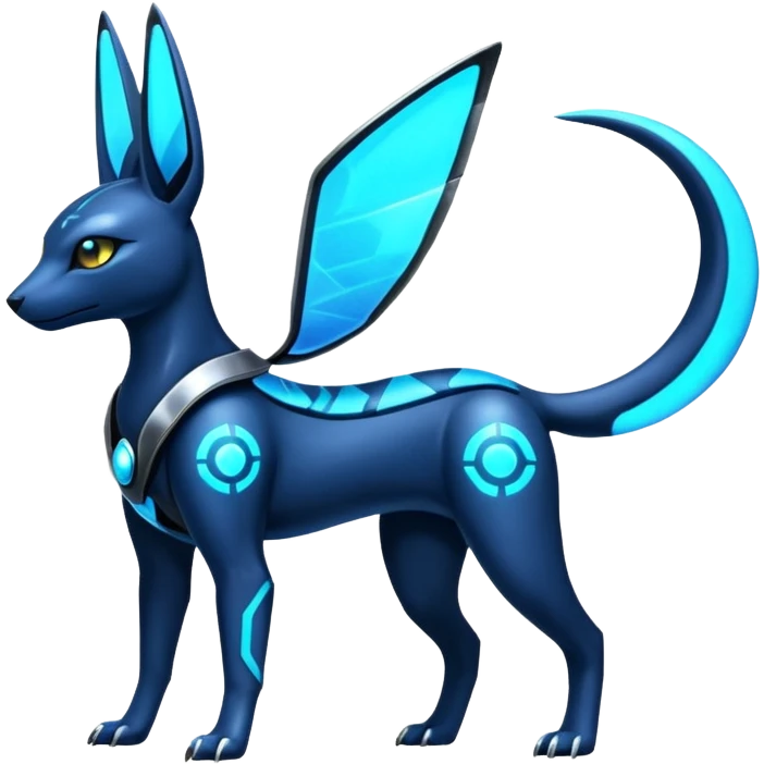 Shiny blue futuristic nebulae 4-legged Umbreon-Anubis-Salandit-Beedrill-fusion, full body emoji