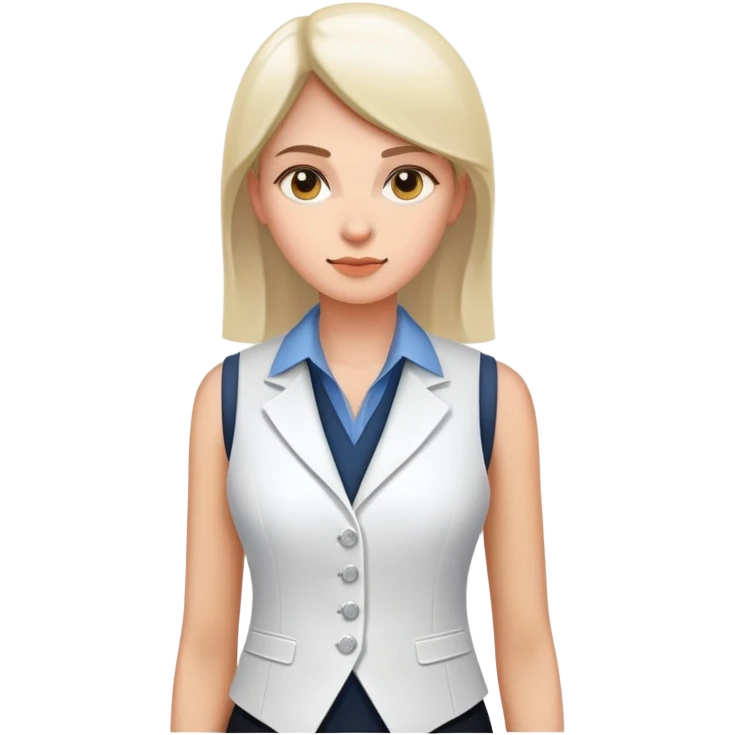 women's white vest with exactly 3 white buttons, formal, simple clean design emoji