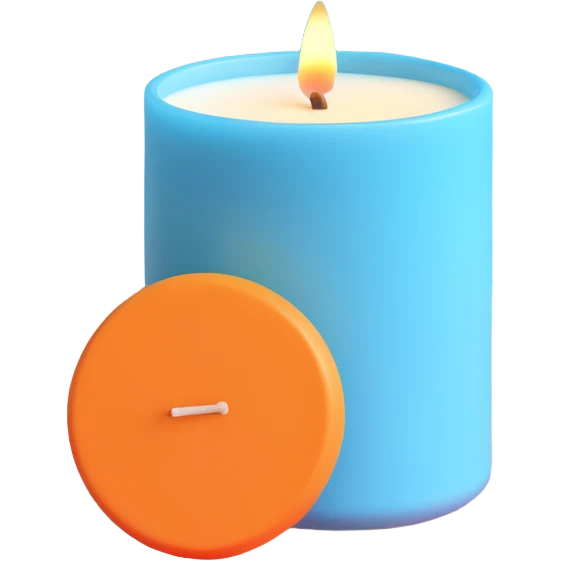 aesthetic sky blue scented candle, smooth and rounded emoji