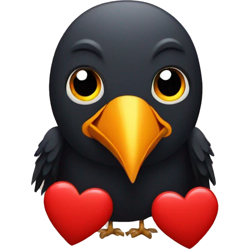 crow with hearts emoji
