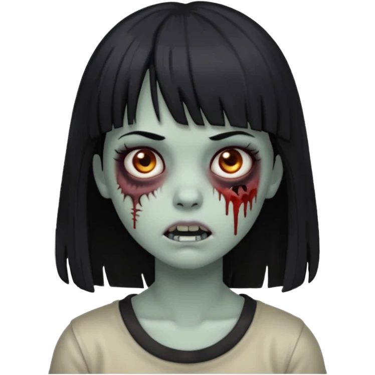 garota zumbi, com cabelos pretos e franja  emoji