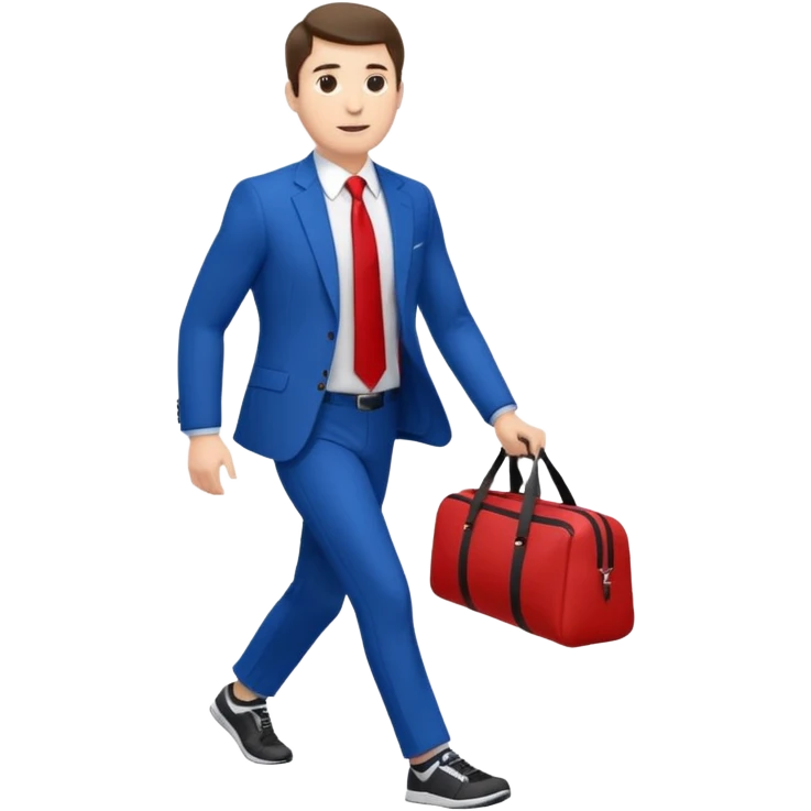 business man in a blue suit and red tie carry exercise emoji