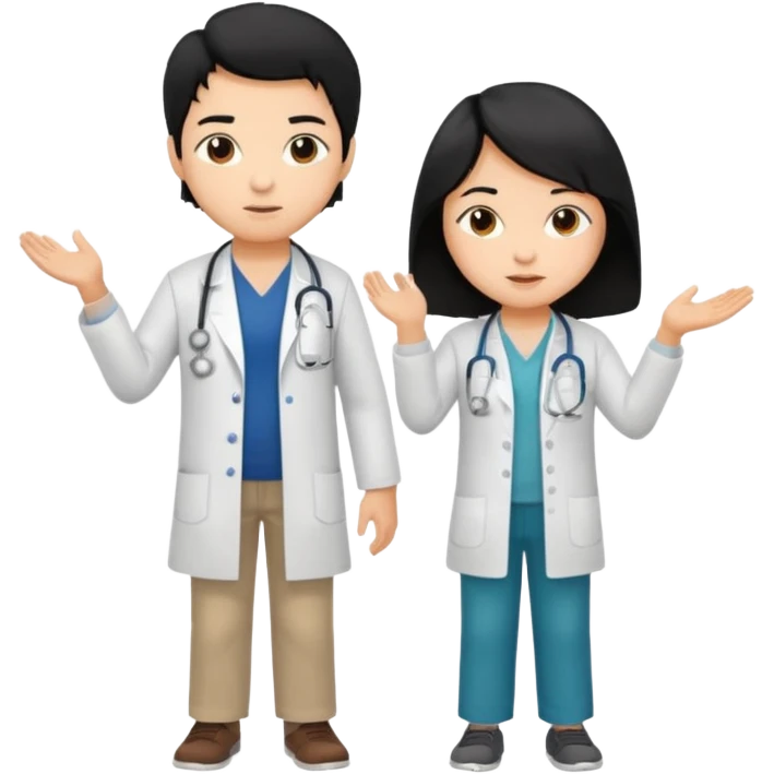 doctor black hair with a kid with casual clothes emoji