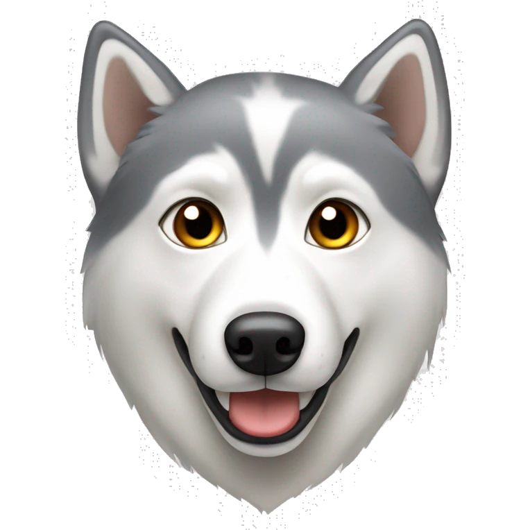 Grey back white husky dog with brown eyes  emoji