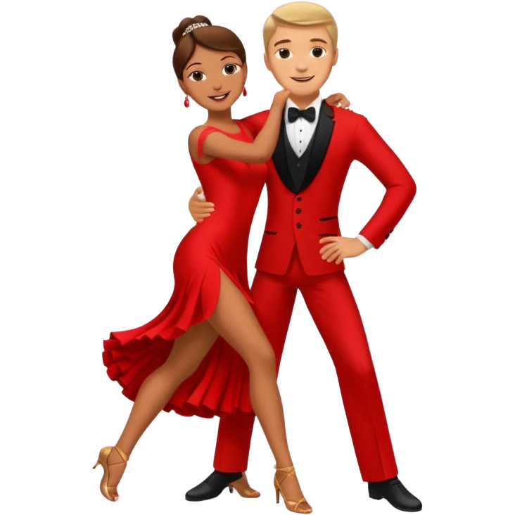 dancesport couple with red outfit emoji