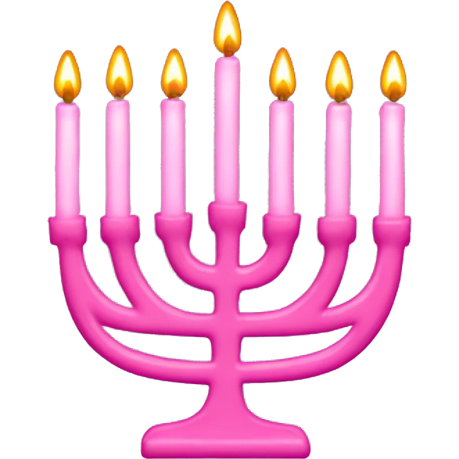 Pink menorah that has 8 candles  emoji