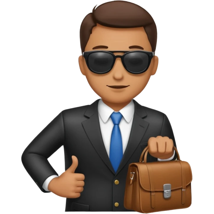 a businessman with sunglasses and a bag in his arm emoji