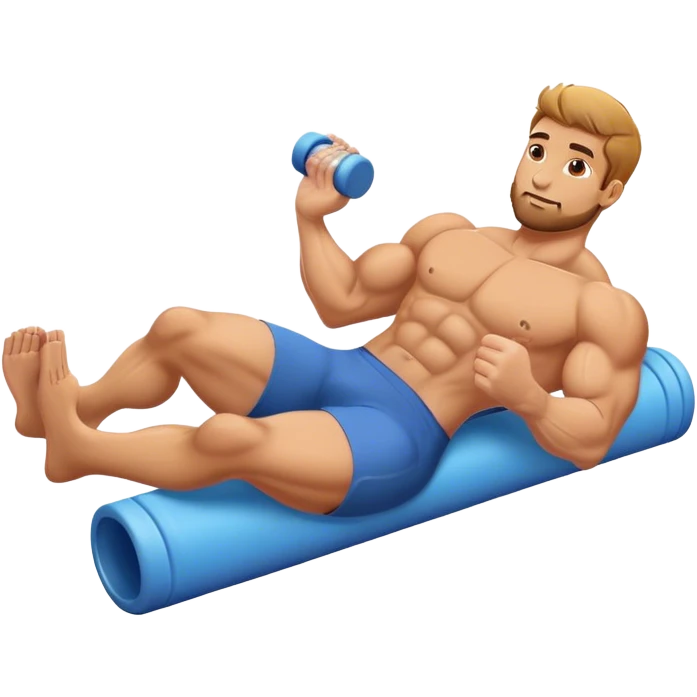 buff guy lying lats down on foam-roller emoji