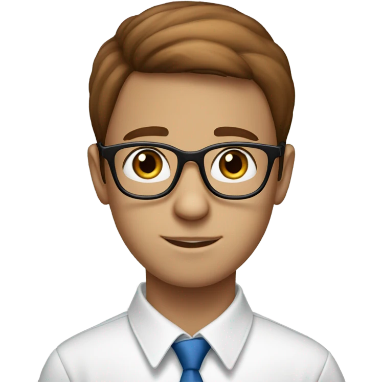 Chesnut straight hair, blue eyes,  Jewish Israeli boy with glasses that is studious emoji