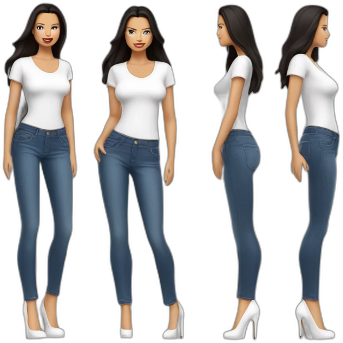 Adriana Lima dressing jeans with white Tshirt in high heels emoji