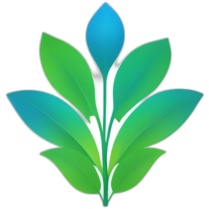 a minimalist blue 'E' (for Engie) emanating soft rays, with a green leaf subtly integrated into its design, emphasizing sustainable energy in a modern aesthetic. emoji