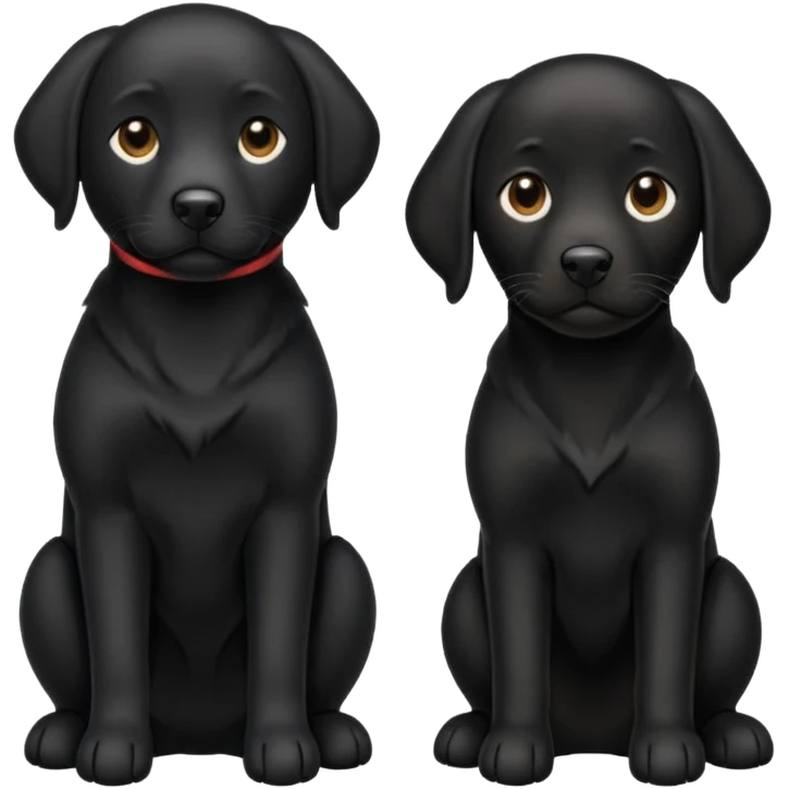 One big black lab and one medium black lab  emoji
