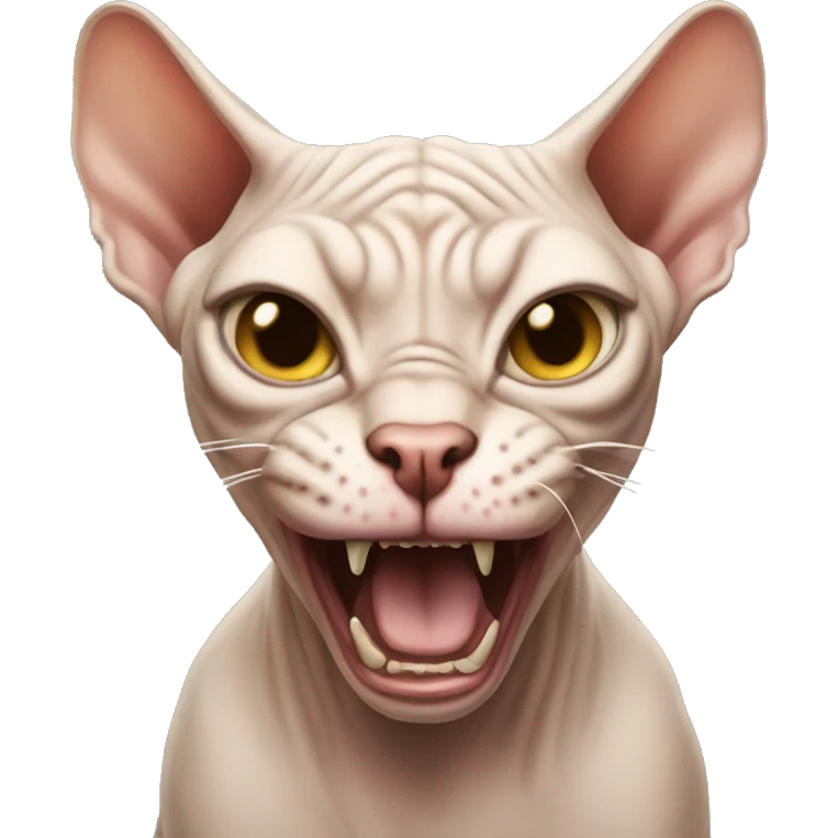 Mad angry sphynx cat roaring emoji