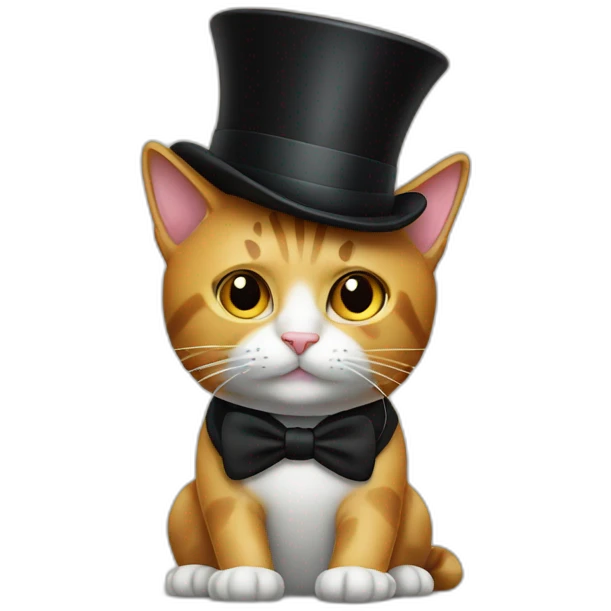 Cat with black tigh and top hat emoji