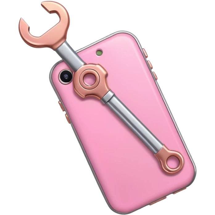 pink girly cellphone with a cute wrench emoji
