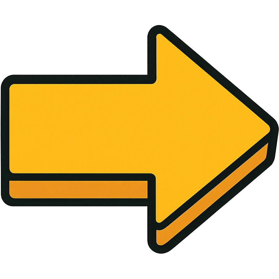 gold arrow pointing East, cartoon style emoji