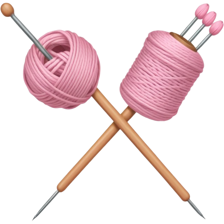 Knitting needles & light pink yarn emoji