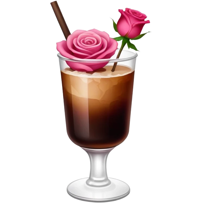 Cold brew coffee with roses pink and red mini small size glas emoji