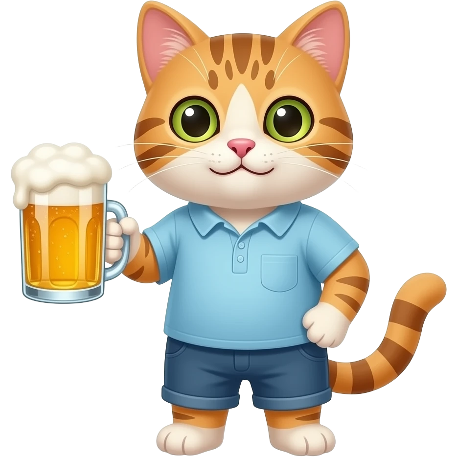 cat holding a beer emoji