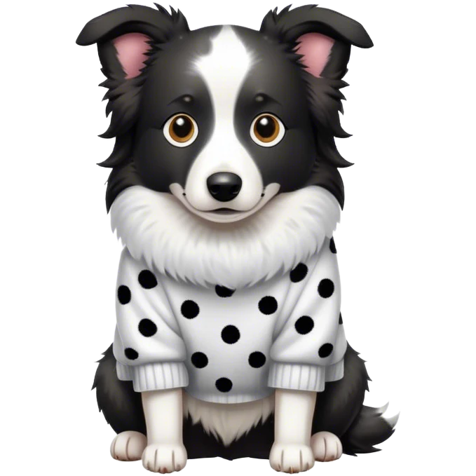 Create a border collie wearing a sweater  emoji