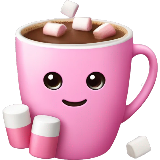 pink cup holding hot chocolate and marshmallows  emoji
