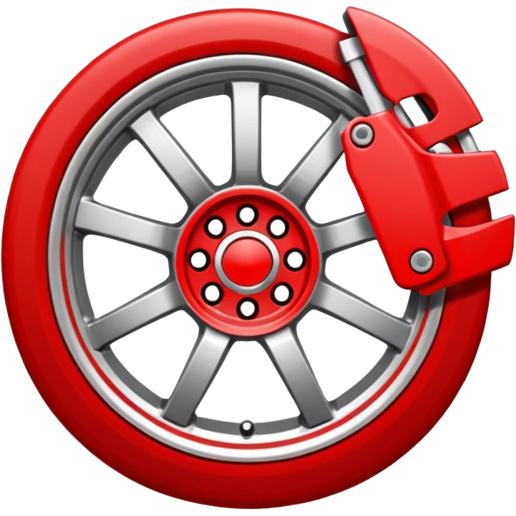 car wheel with red caliper emoji