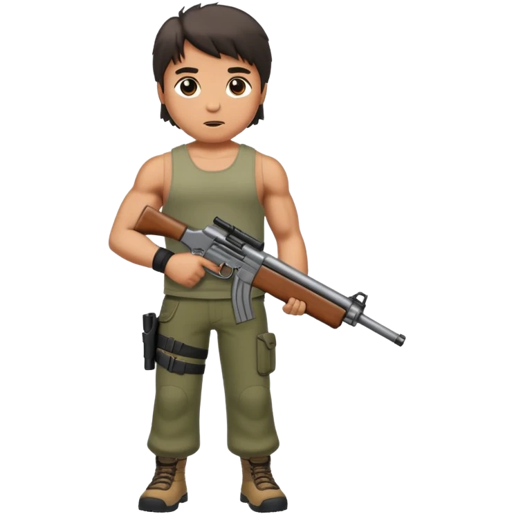 Rambo shooting, full body emoji