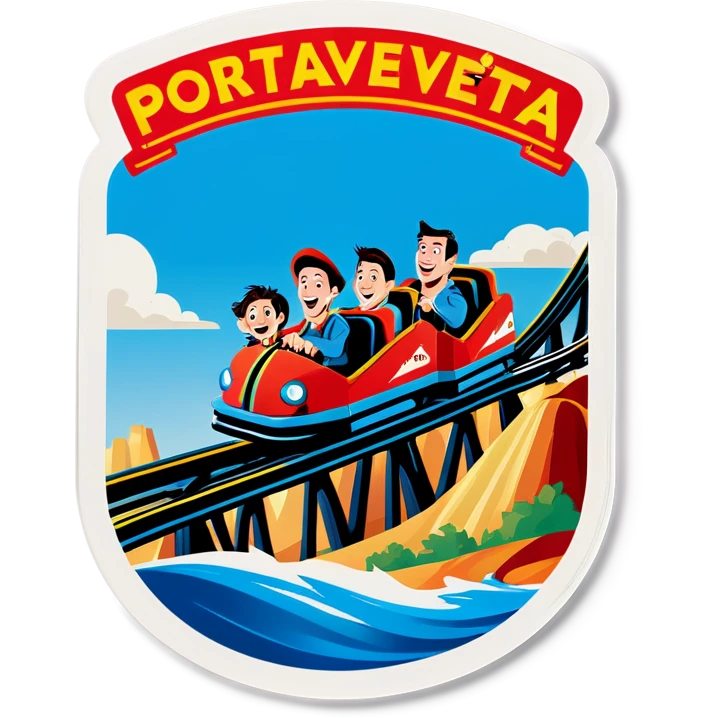 Roller coaster with the name « Portaventura » emoji