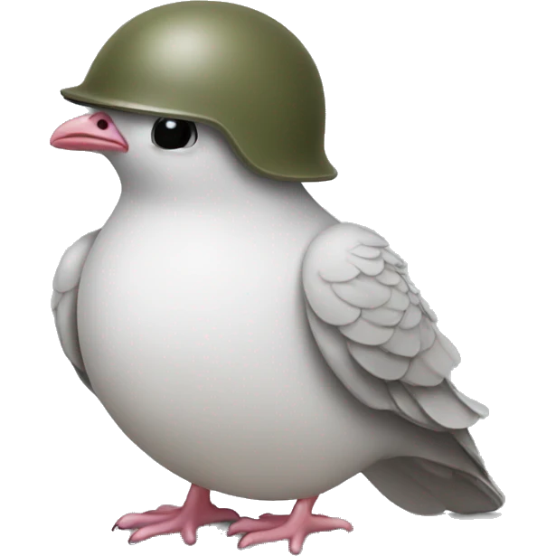 Dove crying wearing army helmet  emoji