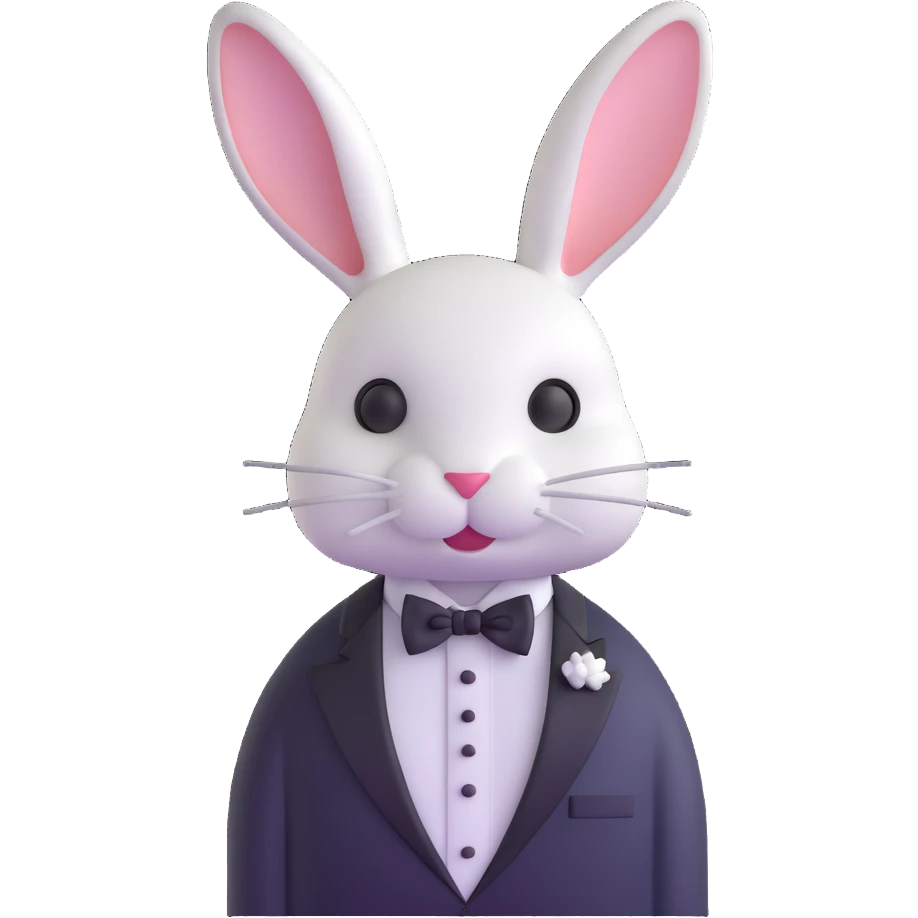 sophisticated bunny in tuxedo and bow tie emoji